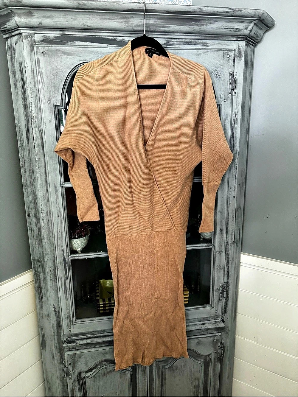Banana Republic Wrap Midi Sweater Dress Brown